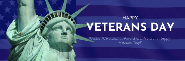 Blue Modern Flag Photo Veteran Day Banner Template