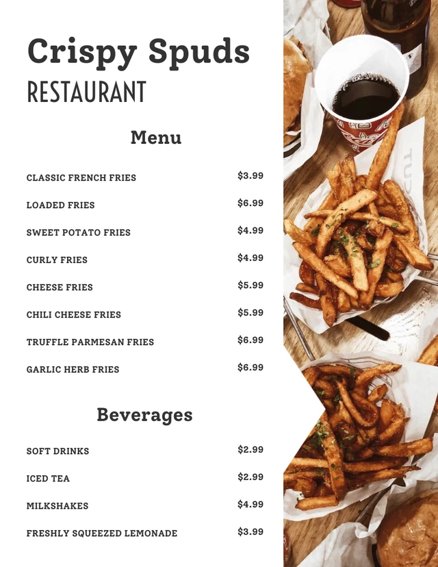 White Simple Restaurant Lunch Menu Template