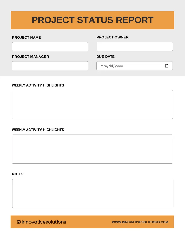 Minimalist Project Status Report Template