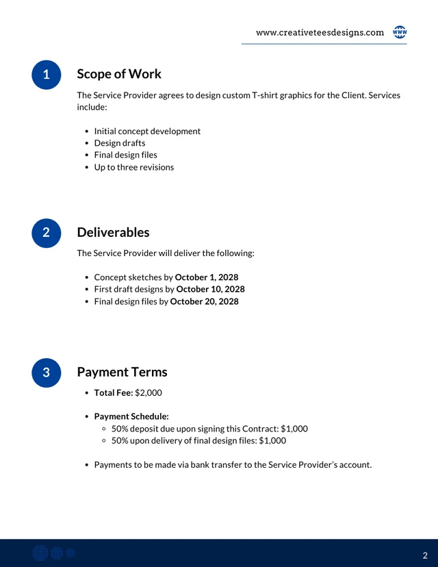 T-Shirt Design Contract Template - Page 2