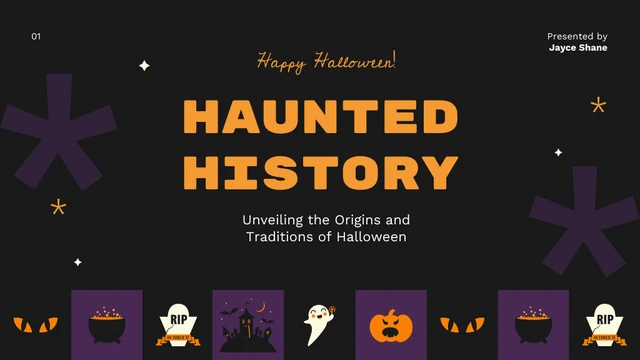 Black Purple Haunted History Halloween Presentation - Page 1