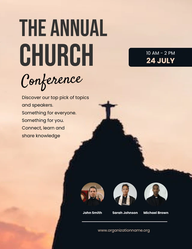 Black and Brown Church Conference Poster Template
