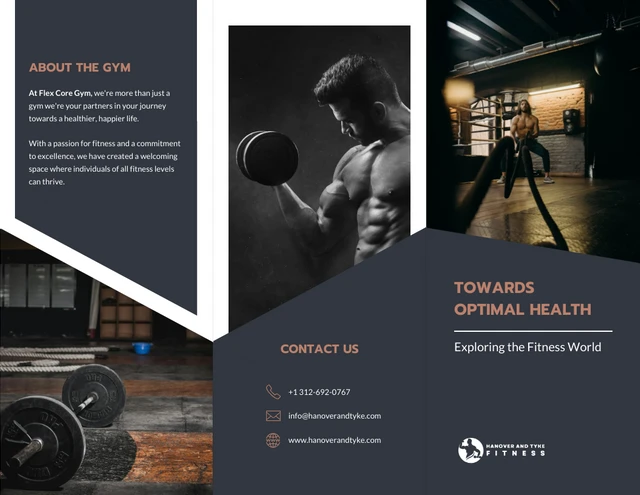 Navy And Orange Trapezoid Fitness Brochure - Page 1