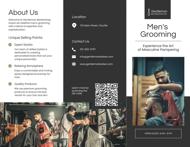 Men's Grooming Salon Brochure - Page 1