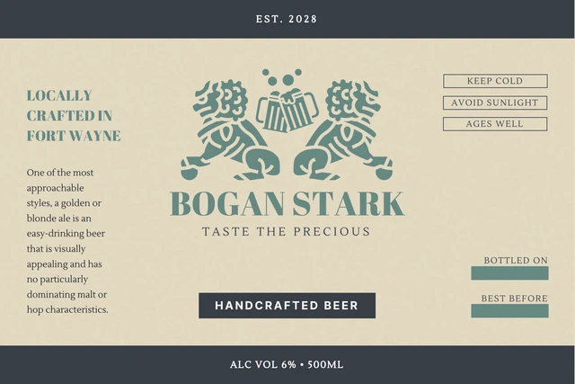 Beige And Black Classic Vintage Beer Label Template