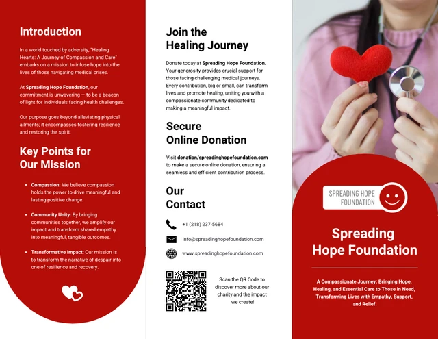 Red and White Minimalist Clean Modern Fundraising Tri-fold Brochure - Page 1