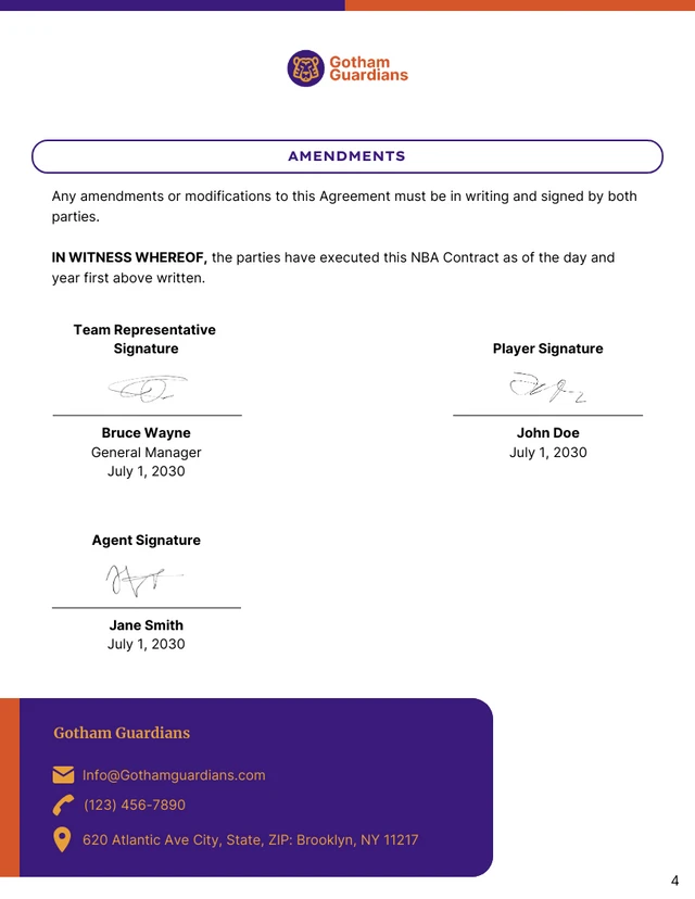 NBA Contract Template - Page 4