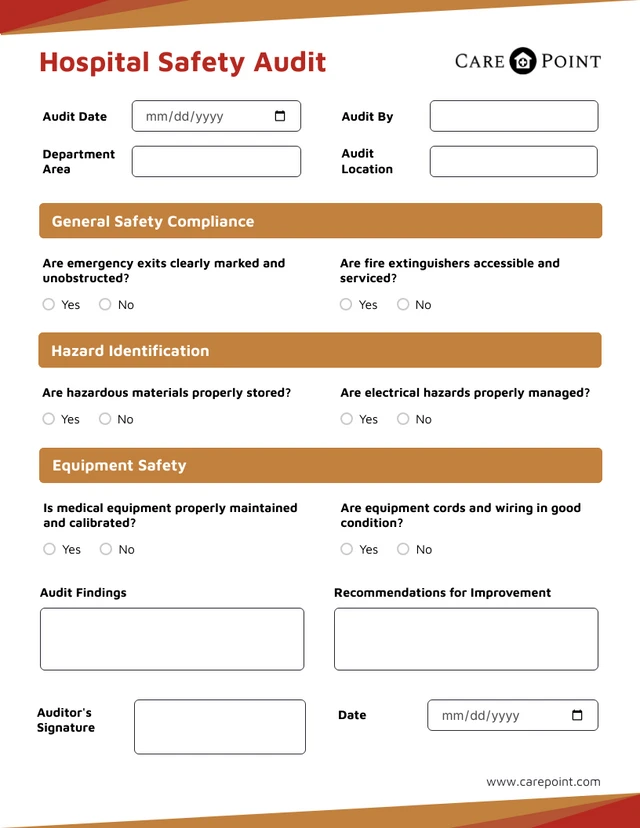 Red And Orange Minimalist Audit Form Template