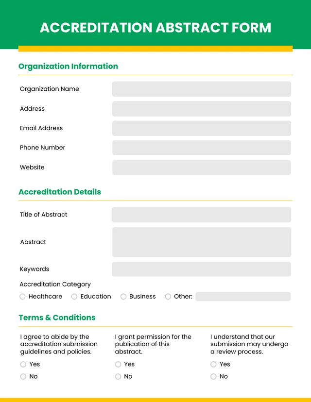 Green Yellow Modern Accreditation Abstract Form Template