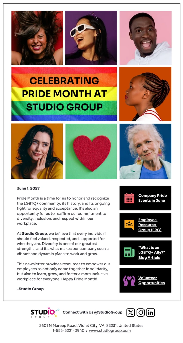 Celebrating Pride Month in the Workplace Email Newsletter Template