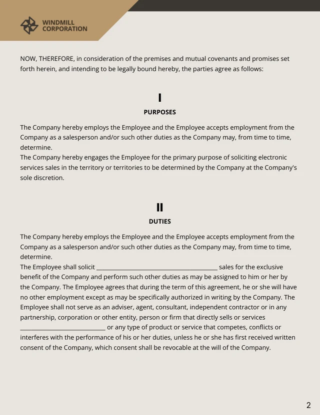 Sales Representative Employment Contract Template - Page 2