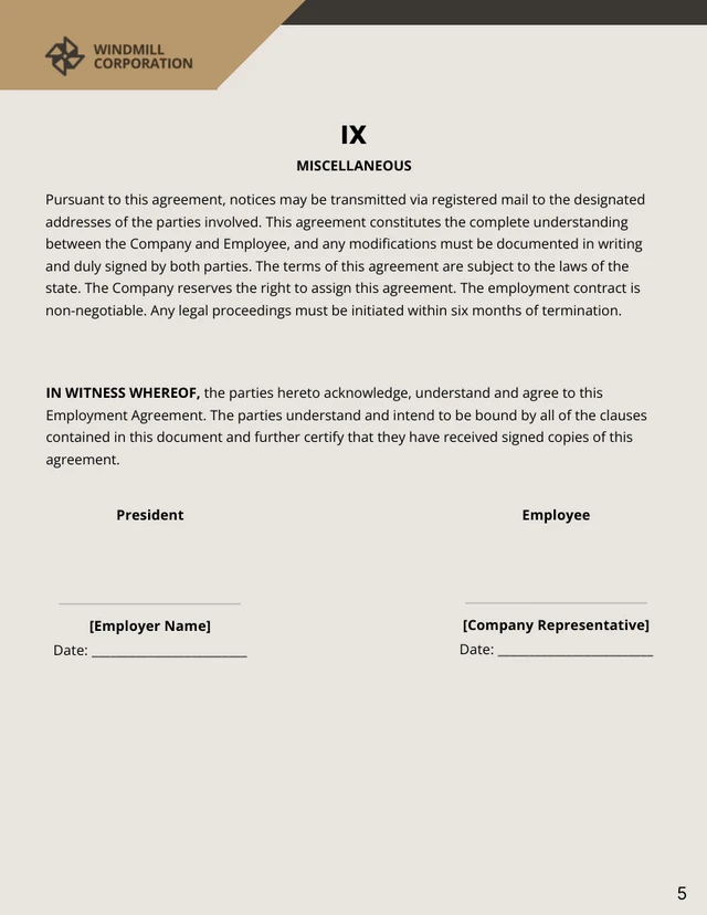 Sales Representative Employment Contract Template - Page 5