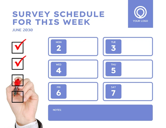 White And Blue Pastel Minimalist Survey Schedule For This Week Template