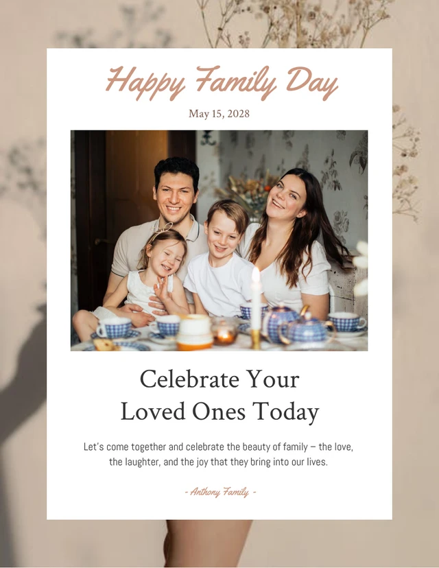 Neutral Minimalist Happy Family Day Poster Template
