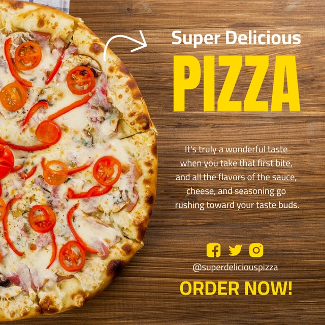 Brown And Yellow Wood Texture Pizza Instagram Banner