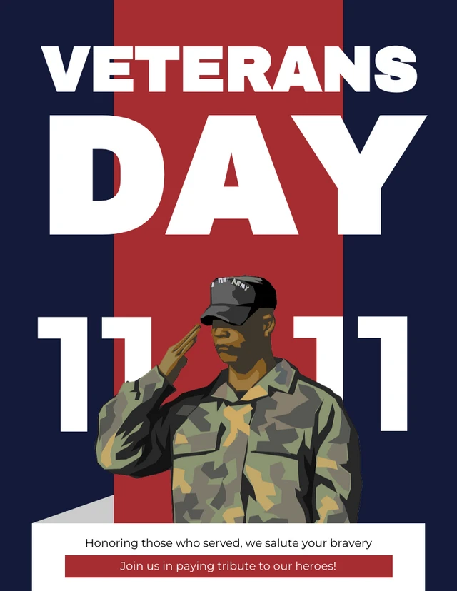 Minimalist Simple Veterans Day Posters Template