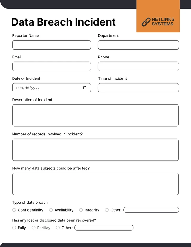 Orange and Black Simple HR Form Template