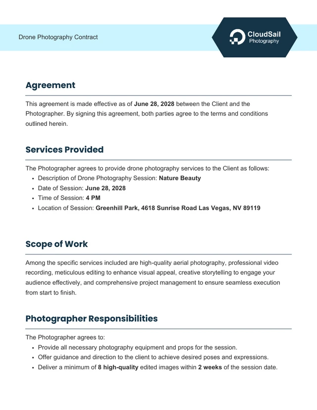 Drone Photography Contract - Page 2