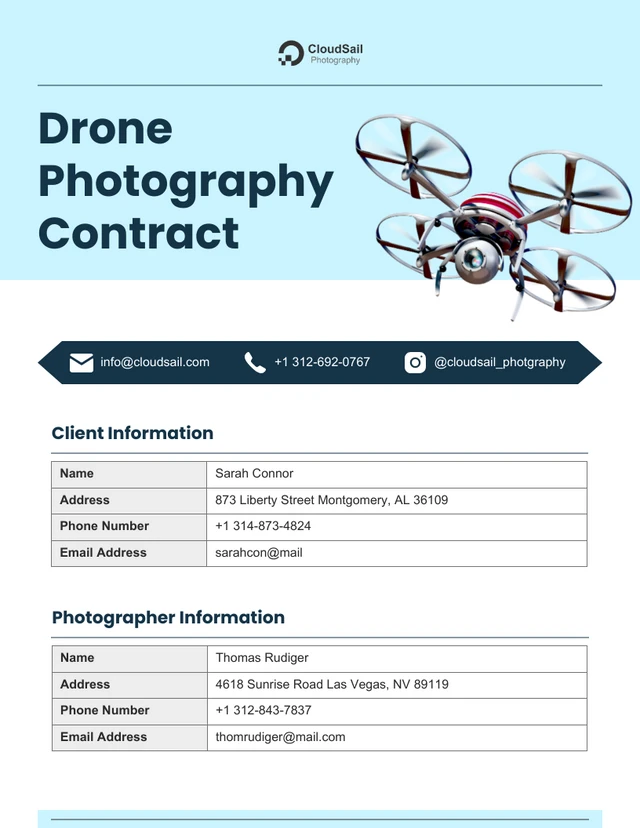 Drone Photography Contract - Page 1