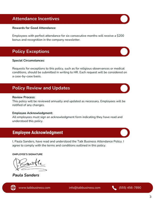 Attendance Policy Template - Page 3