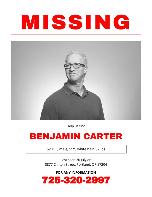 Blue Ivory Retro Missing Person Poster Template