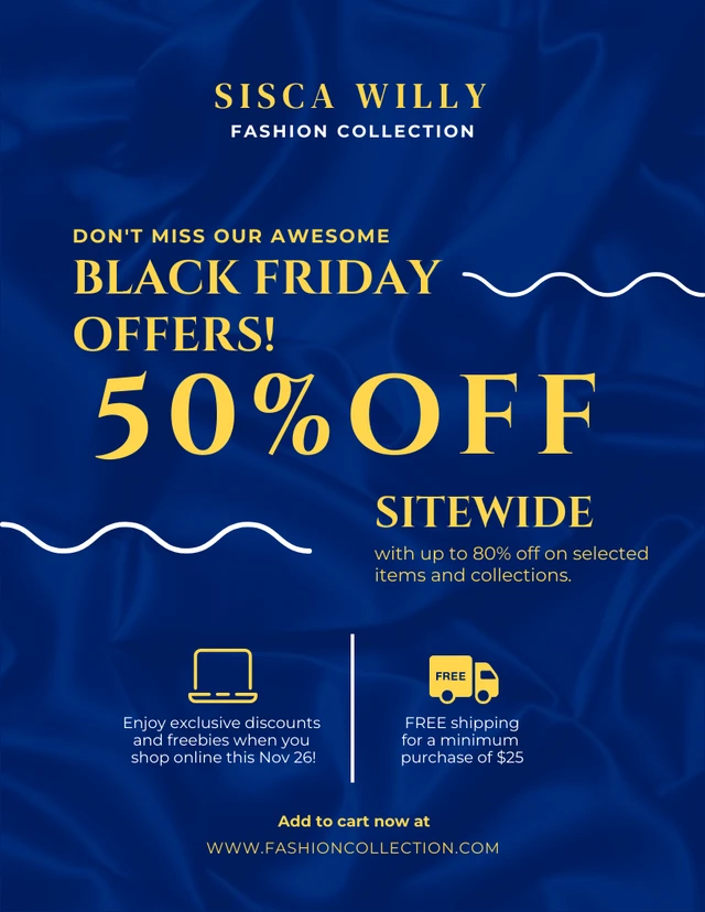 Blue Modern Elegant Luxury Texture Black Friday Fashion Sale Poster Template