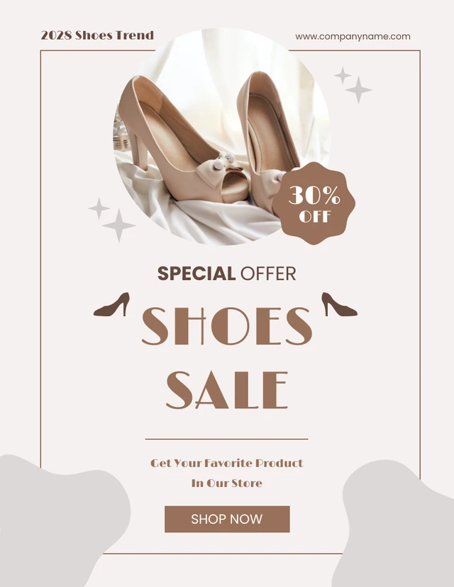 Brown and Beige Minimalist Shoes Sale Poster Template
