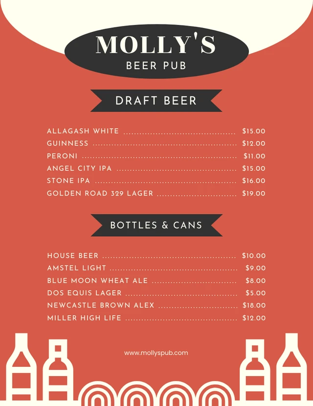 Beige And Orange Simple Pub Menu Template