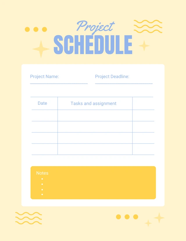 Light Yellow Modern Playful Project Schedule  Template