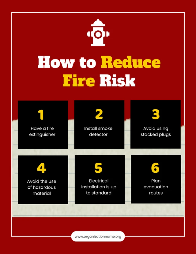 Red and Black Reduce Fire Risk Template
