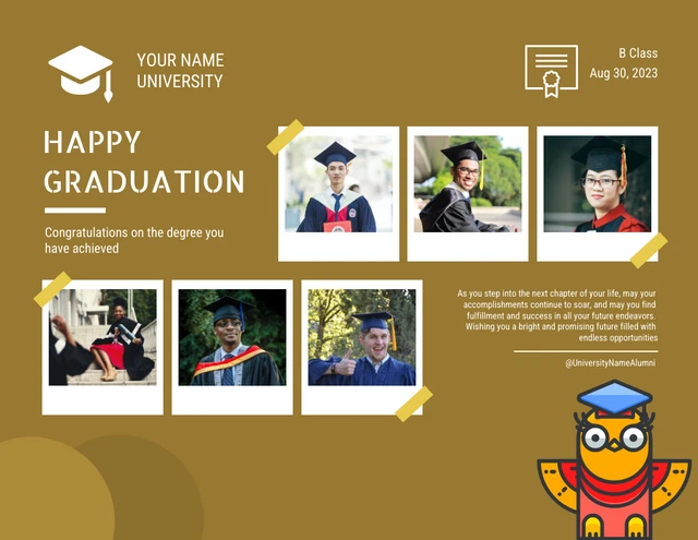 Gold brown modern Graduation university photo collage Template