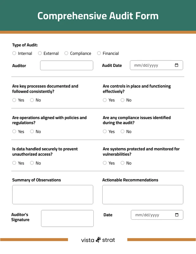 White Green Audit Forms Template