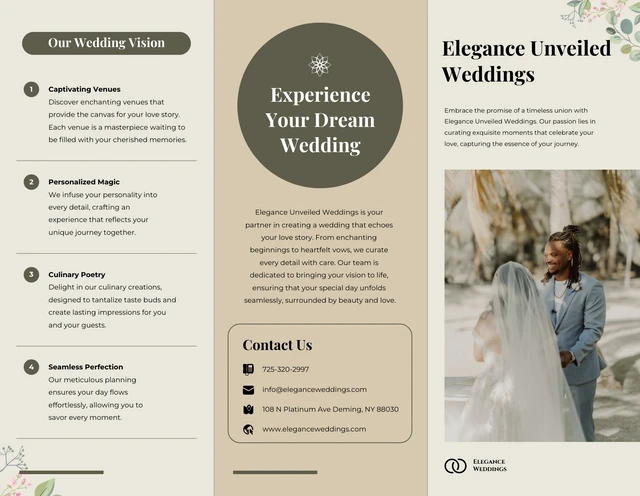 Minimalist Cream and Ebony Wedding Tri-fold Brochure - Page 1