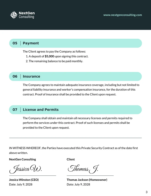 Private Security Contract Template - Page 3