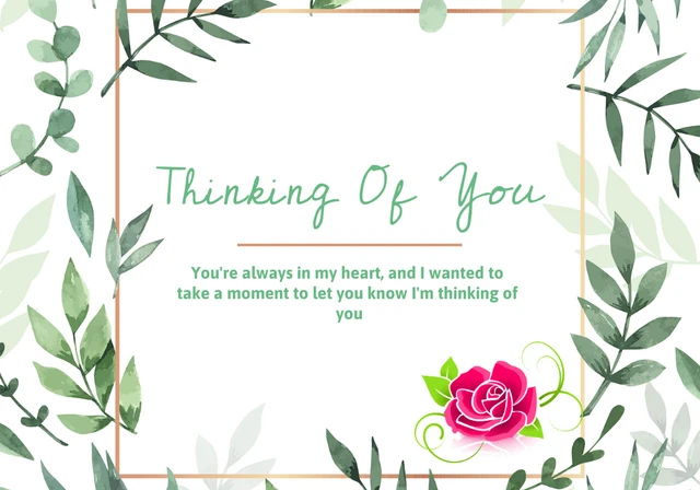 Green Flora Frame Thinking Of You Card Template
