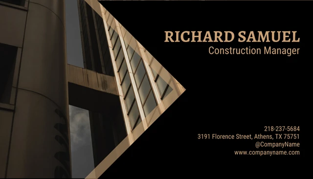 Dark Brown Modern Construction Business Card - Page 1