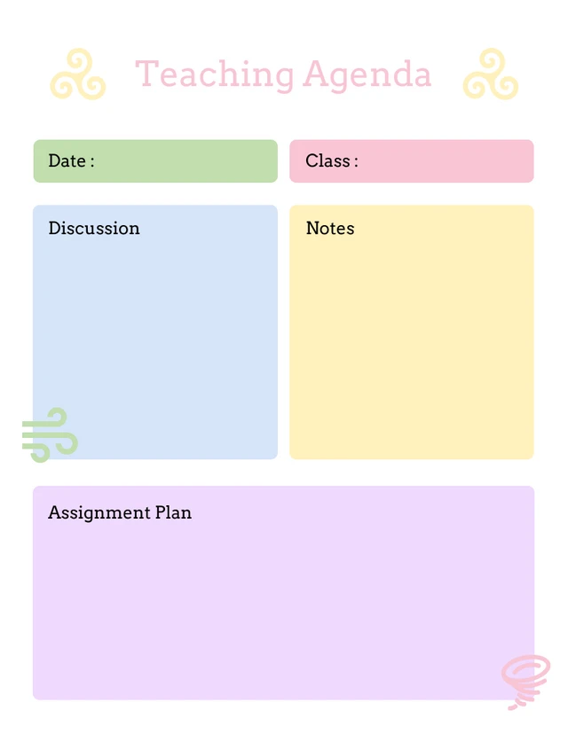 White Minimalist Teaching Agenda Schedule Template