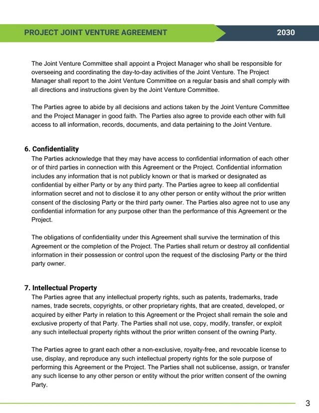 Green White Navy Clean Project Joint Venture Agreement - Page 3