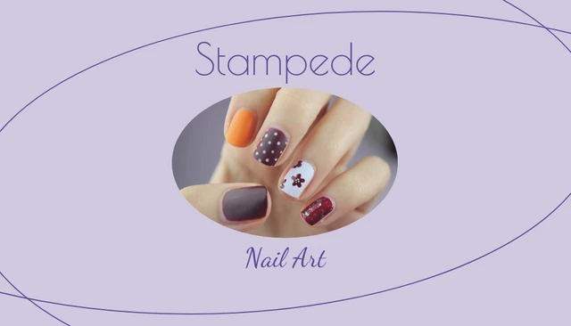 Line Purple Minimalist Business Card Nail-Art - Page 1