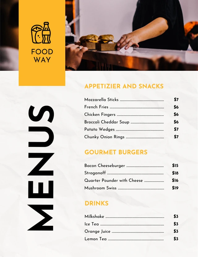 Light Grey Modern Texture Food Truck Menu Template