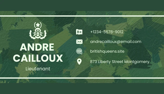 Green Modern Pattern Military Business Card - Page 2