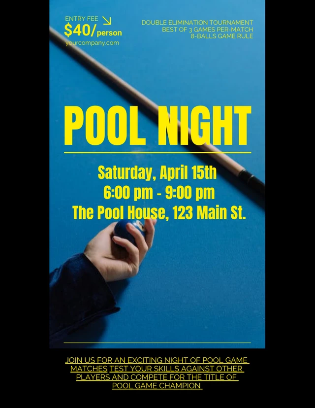 Pool Night Competition Flyer Template
