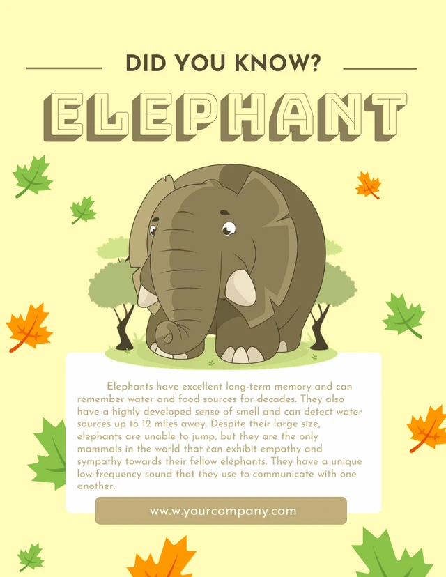 Green Yellow Elephant Fact Template
