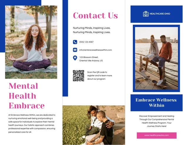 Clean Mental Health Tri-fold Brochure Template