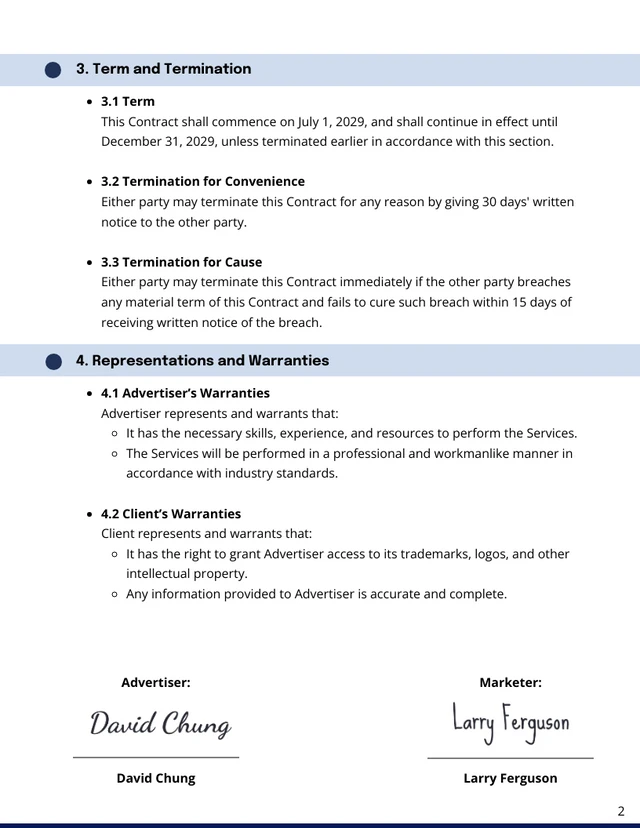 Advertising Contract Template - Page 2