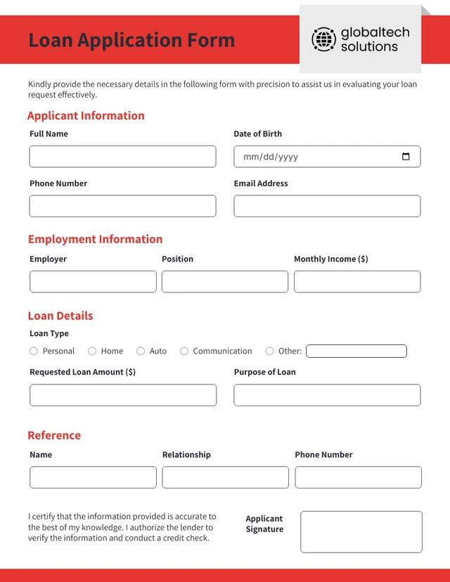 Minimalist Simple Clean Application Form Template