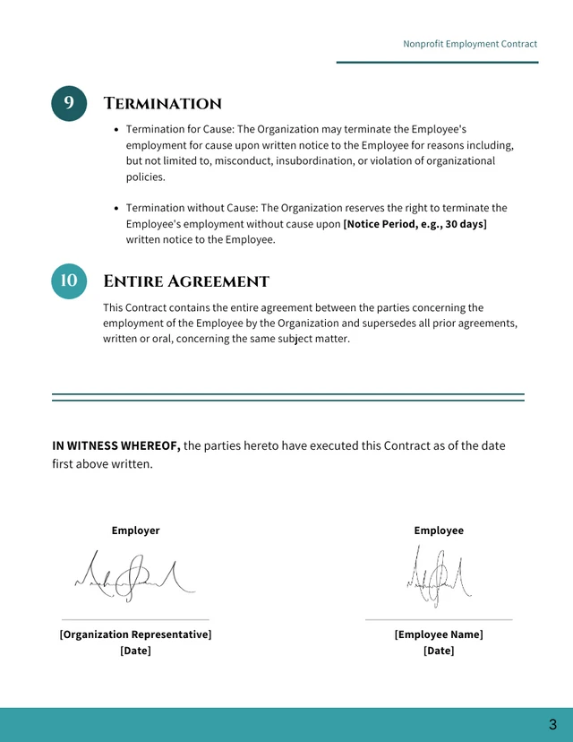 Nonprofit Employment Contract Template - Page 3