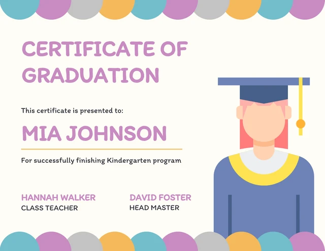 Beige Colorful Playful Graduation School Certificate Template