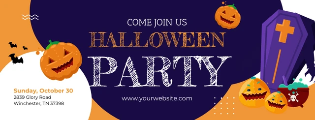 Orange And Dark Purple Halloween Party Banner Template