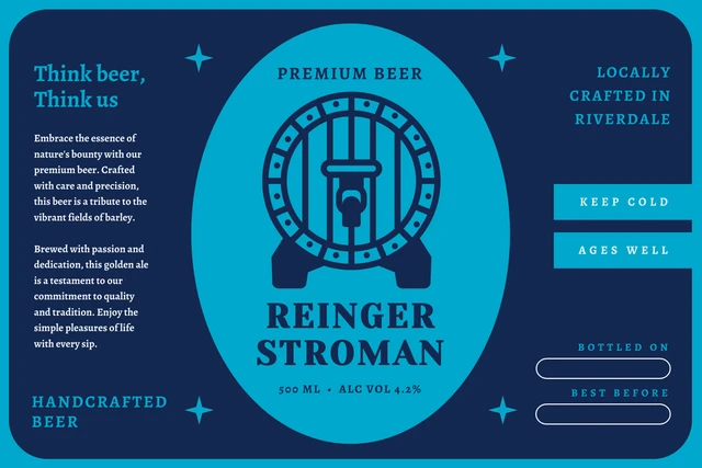 Dark Blue Simple Beer Label Template